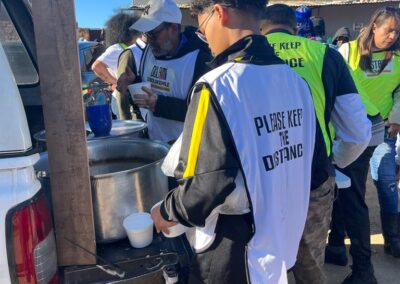 Male volunteer helping the community